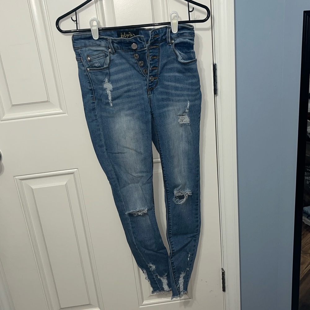 INDIGO REIN GIRLS RIPPED SKINNY JEANS